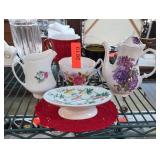 Floral Ceramic Teapot, Cup, Creamer & Dish Lot