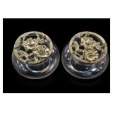Vintage Glass Potpourri Jar Pair Lids