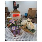Porcelain Flower, Butterfly & Rooster Decor