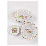Vintage Reticulated Floral Porcelain Bowl Group