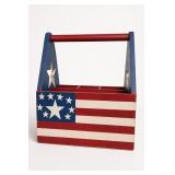 Patriotic American Flag Wooden Divided Caddy