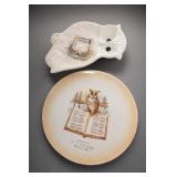 W.S. George White Granite 1912 Owl Calendar Plate