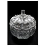 Pressed Glass Pumpkin Covered Dish