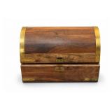 Wooden Treasure Chest Box With Brass Trim