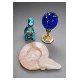 Vintage Mixed Lot: Glass Ball, Dinosaur, Ashtray