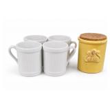 Sur La Table Italian Canister With 4 Mugs
