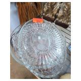 Vintage Ribbed Pressed Clear Glass Serving