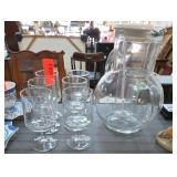 Glass Pitcher & Six Stemmed Glasses