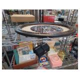 Oval Tortoise-Painted Wood Picture Frame & Misc