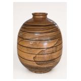 Hand-Turned Striped Wooden Vase