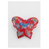 Vtg Chinese Famille Rose Red Butterfly Trinket