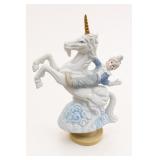 Ceramic Musical Clown Riding Unicorn Music Box