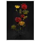 Decorative Glass-and-Metal Floral Sculpture