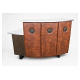 Tooled Leather Bar Cabinet / Reception Desk