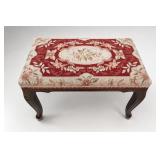 Queen Anne Style Walnut Needlepoint Footstool