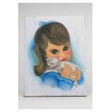 Original Girl With Kitten Portrait Painting