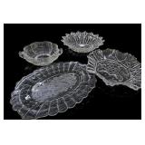 4-Pc Vintage Clear Glass Bowls & Platter Set