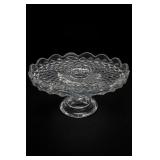 Vintage Glass Scalloped Footed Cake Stand, 10