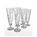 Vintage Etched Flower Pilsner Glasses Set of 4