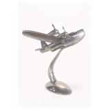 Vintage Chrome Four-Propeller Airplane Desk Model