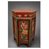 Tibetan-Style Hexagonal Hand-Painted Cabinet
