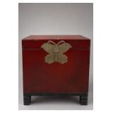 Horchow Exclusive Butterfly Trunk, Red Lacquered