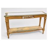 Louis XVI Style Gilt Marble-Top Console Table