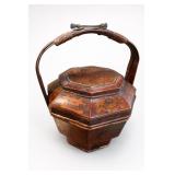 Chinese Lacquer Wooden Wedding Basket With Handle