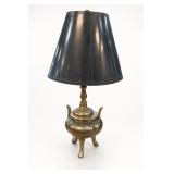Vintage Chinese Brass Incense Burner Table Lamp