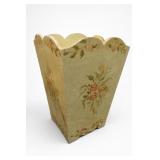 Hand-Painted Florentine Wood Waste Bin, Roses