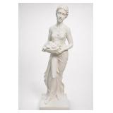 White Plaster Aphrodite Flower Basket Statue