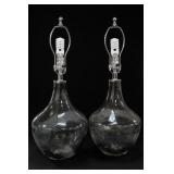 Pair Seguso Style Smoked Bubble Glass Table Lamps
