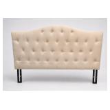 Beige Upholstered Button-Tufted Queen Headboard