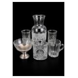 Assorted Etched Clear Glass Barware