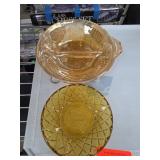 Amber Pressed Glass Aries Zodiac Dish