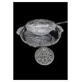 Vintage Etched Glass Punch Bowl Set With Ladle