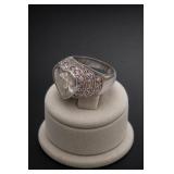 Sterling Silver Large Pink CZ Ring Size 8