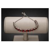 Sterling Silver Garnet Bolo Bracelet