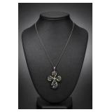 Alan K Sterling Silver Floral Cross Pendant
