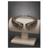 Sterling Silver/14K Gold Diamond Cuff 45.6g