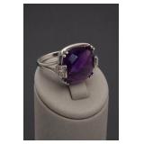 Sterling Silver Amethyst Ring Size 8