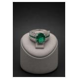 Costume Green Emerald Color Stone Ring Size 9
