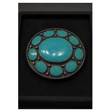 Turquoise Enameled Belt Buckle