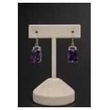 Sterling Silver Amethyst Drop Earrings