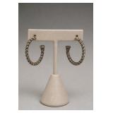 Sterling Silver Rope Design Hoop Earrings Pair