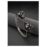 Sterling Silver Black Spinel Panther Cuff 25.3g