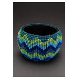 Chunky Blue Green Seed Bead Bangle Bracelet