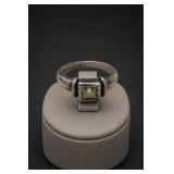 Sterling Silver Peridot Ring Size 7, FAS Mark