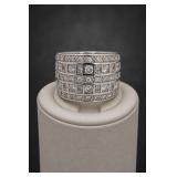 Sterling Silver Wide Multi-Row Ring Size 8