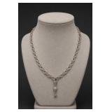 Judith Ripka Sterling Silver Key Necklace 52.7g